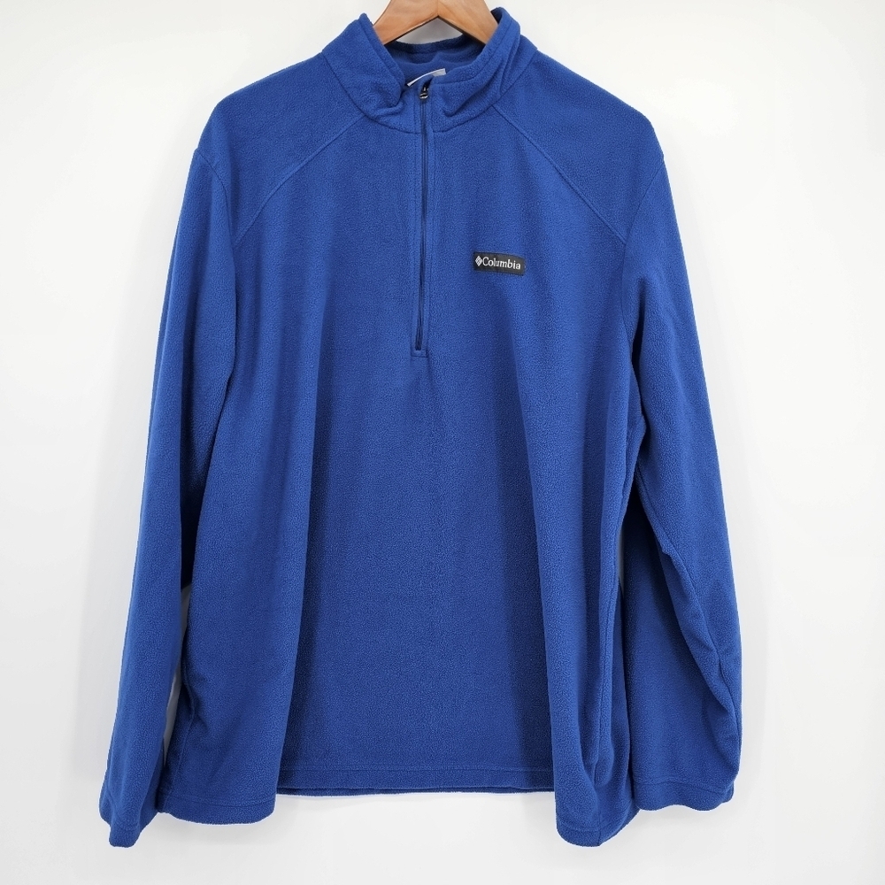 Columbia Blue 1/4 Zip Pullover Long Sleeve Fleece Mens Size XLT
